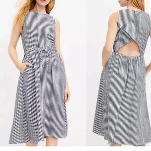 Loft Classic Gingham Sleeveless Dress Size M